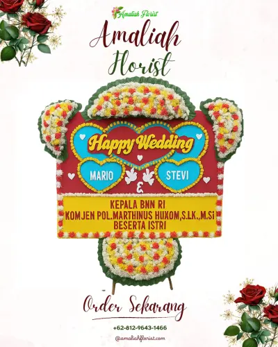Karangan Papan Bunga Pernikahan di Sijenjang
